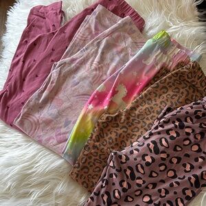 Girls Assorted Cozy Leggings Bundle - Hearts, Unicorns & Leopard Prints